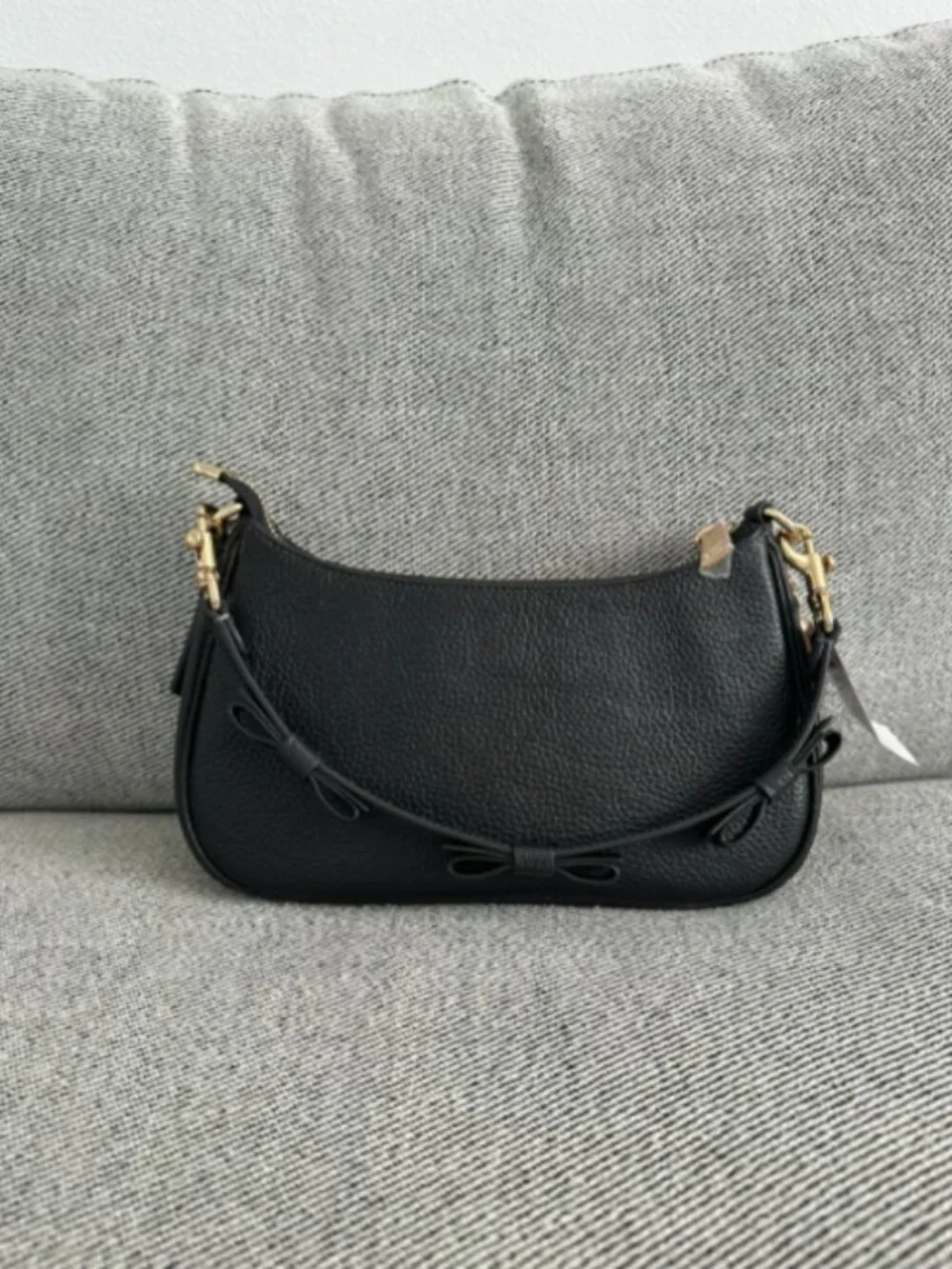 NWT COACH CDY93 Teri Shoulder Bag With Bows And Charms Pebble Leather Black